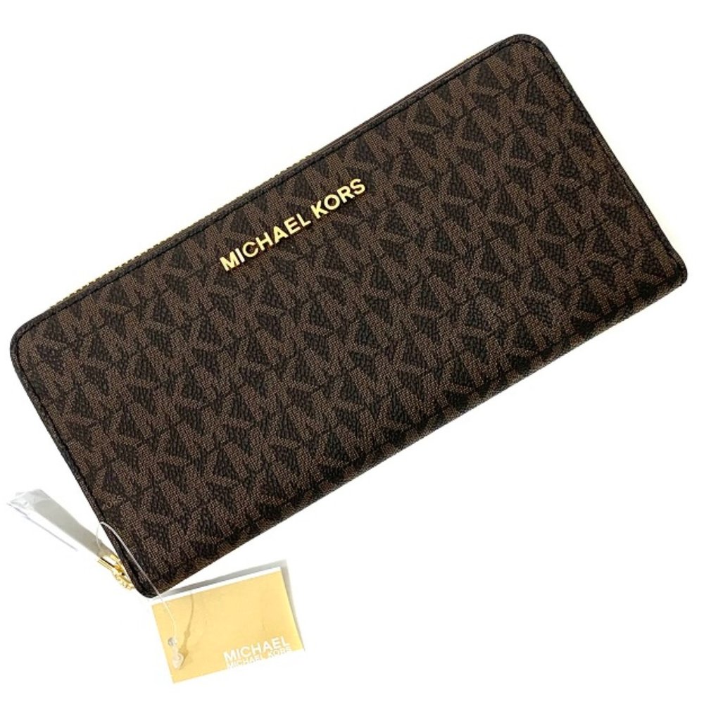 Michael Kors Giftables Leather Zip Wallet BROWN